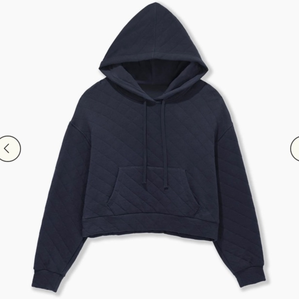 Large - For Days - Recycled Quilted Cropped Hoodie - Mood Indigo